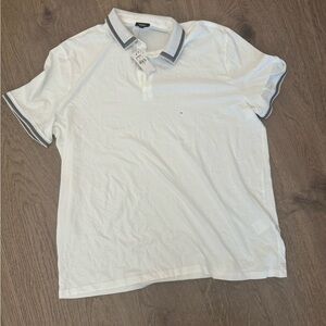 Express White Polo Shirt with Relaxed Fit and Soft Fabric NWT